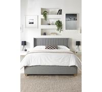 Catherine Lansfield Soho Ottoman Storage Wing Bed in Saxon Twill Fabric, Custom Made in Grey | Size: Super King Catherine Lansfield Grey Super King