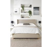 Catherine Lansfield Soho Ottoman Storage Wing Bed In Saxon Twill Fabric, Custom Made In Natural Natural King