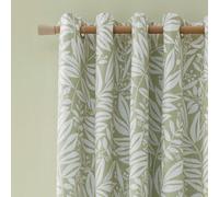 Catherine Lansfield Sorrel Leaf 66X90 Inch Fully Reversible Eyelet Curtains Two Panels Green
