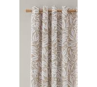 Catherine Lansfield Sorrel Leaf 66x90 Inch Fully Reversible Eyelet Curtains Two Panels Natural