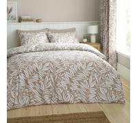 Catherine Lansfield Sorrel Leaf Reversible Double Duvet Cover Set with Pillowcases Natural
