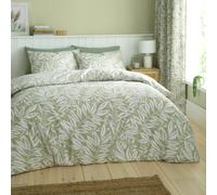 Catherine Lansfield Sorrel Leaf Reversible Double Duvet Cover Set with Pillowcases Green