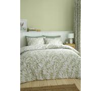 Catherine Lansfield Sorrel Leaf Reversible King Duvet Cover Set with Pillowcases Green