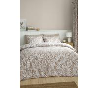 Catherine Lansfield Sorrel Leaf Reversible King Duvet Cover Set with Pillowcases Natural