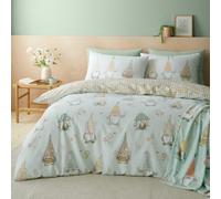 Catherine Lansfield Reversible Duvet Cover Set Spring Gonks Double with Pillowcases Mint Green