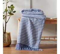 Catherine Lansfield Stab Stitch Embellished 125X150 Cm Blanket Throw Blue