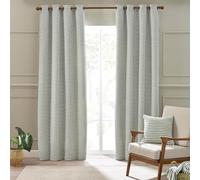 Catherine Lansfield Stab Stitch 66x54 Inch Lined Eyelet Curtains Two Panels Sage Green