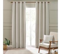 Catherine Lansfield Stab Stitch 66X72 Inch Lined Eyelet Curtains Two Panels Natural