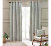 Catherine Lansfield Stab Stitch 66X90 Inch Lined Eyelet Curtains Two Panels Sage Green
