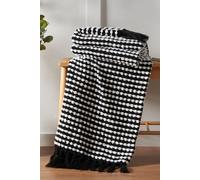 Catherine Lansfield 'Stab Stitch' Blanket Throw in Black | Size: 125 cm x 150 cm Catherine Lansfield Black 125 cm x 150 cm