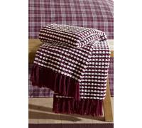 Catherine Lansfield 'Stab Stitch' Blanket Throw in Plum | Size: 125 cm x 150 cm Catherine Lansfield Plum 125 cm x 150 cm