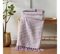 Catherine Lansfield Stab Stitch Embellished 125X150 Cm Blanket Throw Lilac