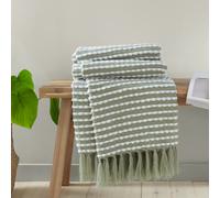 Catherine Lansfield Stab Stitch Embellished 125X150 Cm Blanket Throw Sage Green