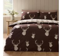 Catherine Lansfield Stag Check King Duvet Cover Set Chocolate