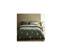 Catherine Lansfield Stag Check Reversible Single Duvet Cover Set with Pillowcase Soft Green