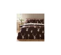 Catherine Lansfield Stag Check Single Duvet Cover Set Chocolate