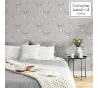 Catherine Lansfield Stag Ochre Straight Match Wallpaper