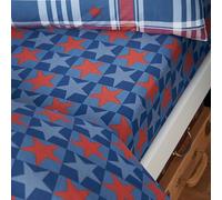 Catherine Lansfield Stars And Check Single Fitted Sheet Blue