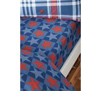 Catherine Lansfield Stars And Check Single Fitted Sheet Blue