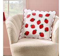 Catherine Lansfield Strawberry Embroidered 45x45cm Cushion Red