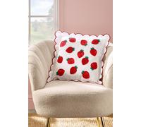 Catherine Lansfield 'Strawberry' Embroidered Cushion in Red | Size: 45 cm x 45 cm Catherine Lansfield Red 45 cm x 45 cm