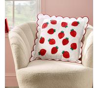 Catherine Lansfield Strawberry Embroidered Cushion Red - 45 x 45 cm - Red