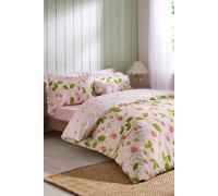 Catherine Lansfield Strawberry Frills Gingham Reversible Single Duvet Cover Set with Pillowcase Pink