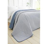 Catherine Lansfield Stripe Quilted Reversible 220x230 cm Bedspread Blue