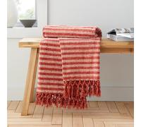 Catherine Lansfield Stripe Chenille, 130x170 cm, Blanket Throw, Terracotta