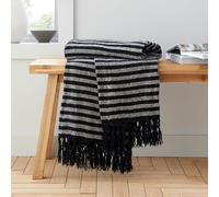 Catherine Lansfield Stripe Chenille 130x170cm Blanket Throw Black