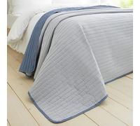 Catherine Lansfield Stripe Quilted Reversible 220x230 cm Bedspread Blue