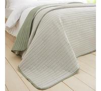 Catherine Lansfield Stripe Quilted Reversible 220x230 cm Bedspread Green