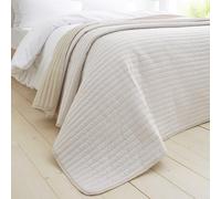 Catherine Lansfield Stripe Quilted Reversible 220x230 cm Bedspread Natural