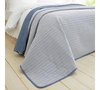 Catherine Lansfield Stripe Quilted Reversible 220X230Cm Bedspread Blue