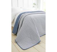 Catherine Lansfield Stripe Quilted Reversible 220x230 cm Bedspread Blue