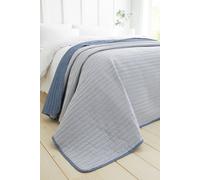 Catherine Lansfield 'Stripe' Quilted Reversible Bedspread in Blue Catherine Lansfield Blue