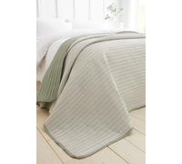 Catherine Lansfield Bedspread Stripe Quilted Reversible 220x230 cm Green