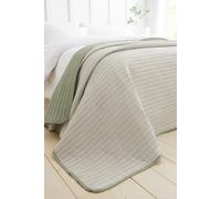 Catherine Lansfield Stripe Quilted Reversible 220x230 cm Bedspread Green