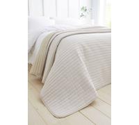 Catherine Lansfield Stripe Quilted Reversible 220x230 cm Bedspread Natural