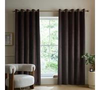 Catherine Lansfield Super Thermal Blackout Matt Velour 66X72 Inch Eyelet Curtains Two Panels Chocolate