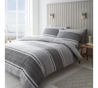 Catherine Lansfield Textured Bands Grey Bedding Set - Double