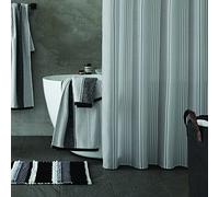 Catherine Lansfield Textured Stripe Shower Curtain Silver