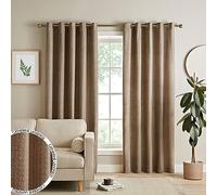 Catherine Lansfield Textured Thermal Insulating 46x72 Inch Eyelet Curtains Two Panels Natural