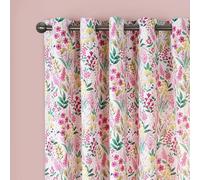 Catherine Lansfield Tilly Floral Fully Reversible 66x90 Inch Eyelet Curtains Two Panels Pink
