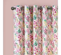 Catherine Lansfield Tilly Floral Fully Reversible Eyelet Curtains - 66x90 Inch - Pink
