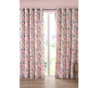 Catherine Lansfield 'Tilly Floral' Fully Reversible Eyelet Curtains in Pink | Size: 168 cm width x 229 cm drop Catherine Lansfield Pink 168 cm width x 229 cm drop