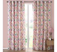 Catherine Lansfield Tilly Floral Pink 66X90" Curtain Pair Fully Lined Ready Made