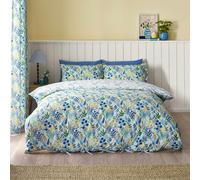Catherine Lansfield 'Tilly Floral' Reversible Duvet Cover Set in Blue | Size: Single Catherine Lansfield Blue Single