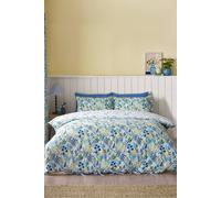 Catherine Lansfield Tilly Floral Reversible Super King Duvet Cover Set with Pillowcases Blue
