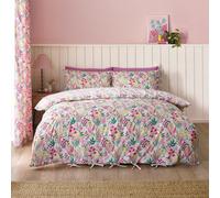 Catherine Lansfield Tilly Floral Reversible King Duvet Cover Set With Pillowcases Pink